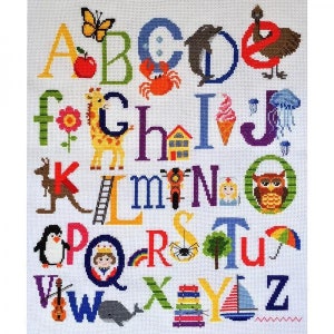 Alphabet Sampler cross stitch kit by Make It, 14ct aida, design size 32.5 x 38.5cm