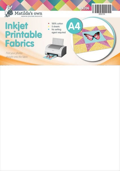 Inkjet Printable Fabric by Matilda's own 5 sheets A4 or 3 sheets A4 iron-on