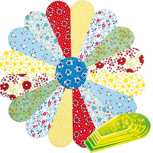 Matilda&#39;s own Curved Dresden Plate patchwork quilting template set 10 - 15 inch finished size. Includes 6 templates.