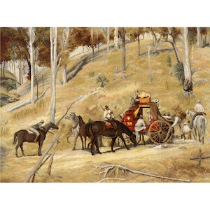 Australian Classics: Bailed Up counted cross stitch chart by Country Threads, OPTIONAL Zweigart aida, DMC threads.