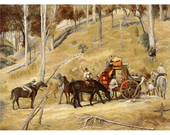 Australian Classics: Bailed Up counted cross stitch chart by Country Threads, OPTIONAL Zweigart aida, DMC threads.