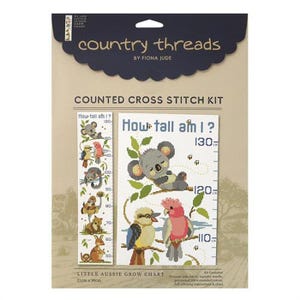 Cuadro de crecimiento Little Aussie de 21 x 90 cm: kit de punto de cruz de Country Threads