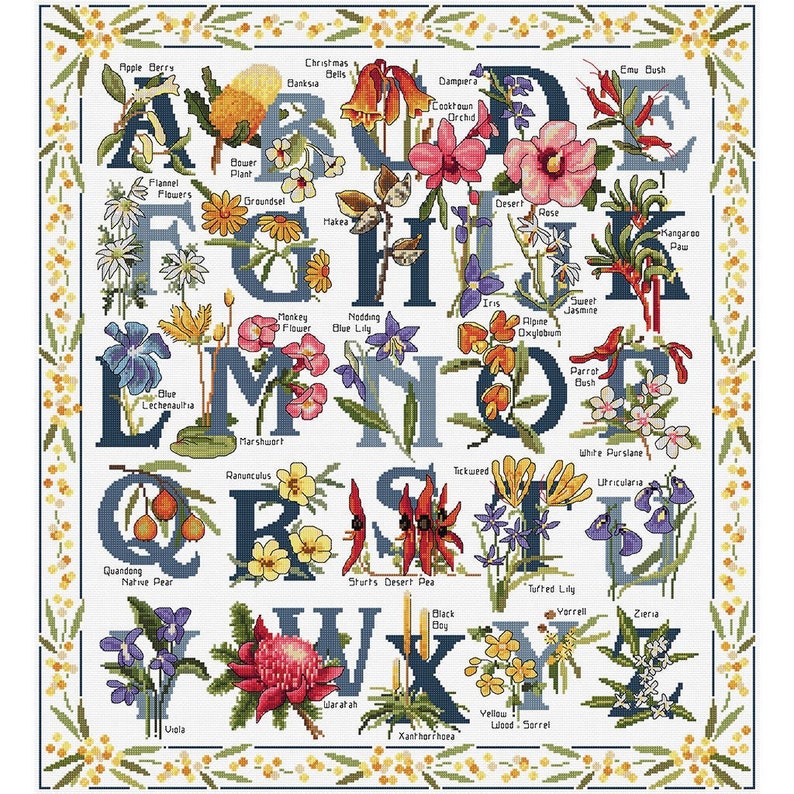 Australian Wildflower Sampler cross stitch chart