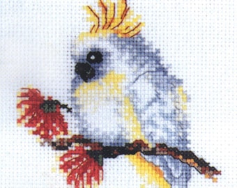 Australiana Baby Cockatoo Cross Stitch Kit 15 x 15cm on 18ct aida