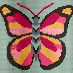 Butterfly Long Stitch Kit by Mamie Design Studio in blue, pink or green.