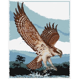 Osprey Kreuzstichvorlage von Country Threads, OPTIONAL Aida, DMC Threads.