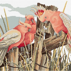 Meeting Post counted cross stitch chart by Fiona Jude, OPTIONAL aida & DMC thread.