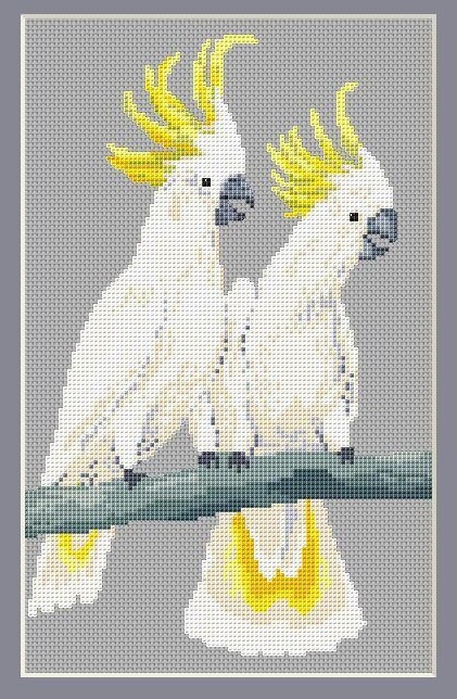 cross stitch chart SULPHUR CRESTED COCKATOO cross stitch chart SULPHUR CRESTED COCKATOO