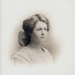 Old Photo Postcard Portrait of a Girl Hair Bow Photograph 1910s Photograph Snapshot Vintage Azo Rppc