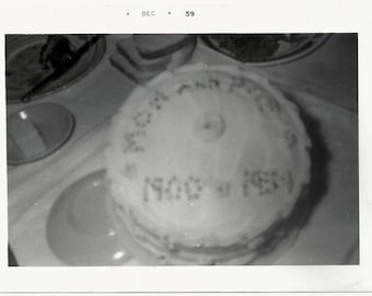 Old Photo Anniversary Cake 59 Years 1950s Photograph snapshot vintage