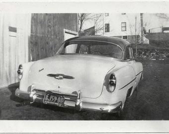 Old Photo Rear View Car License Plate 1950s Photograph Snapshot Vintage Automobile