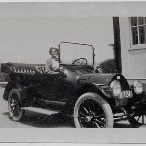 Old Photo Woman Sitting in Car 1910s Photograph Snapshot Vintage