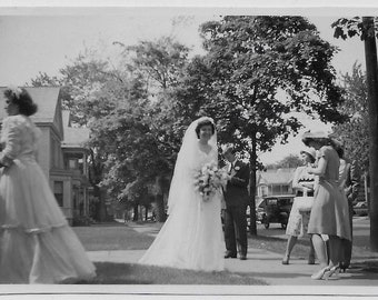 Old Photo Photographer Takes Photo of Bride Outside 1950s Photograph Snapshot vintage