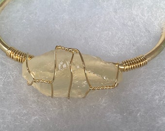 Natural Citrine Gold Plated Bangle Bracelet