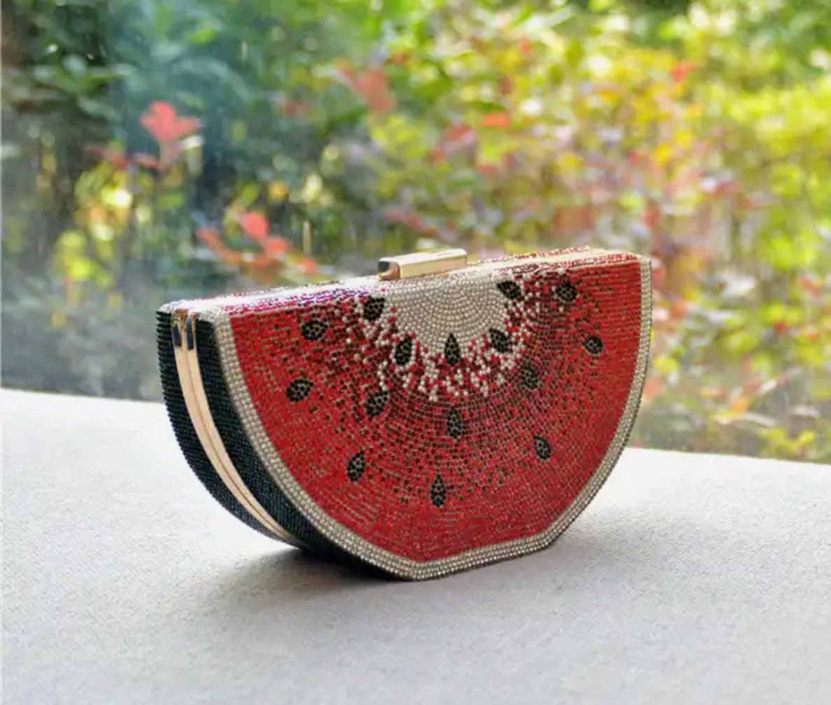 Watermelon Crystal Convertible Clutch Handbag Etsy