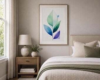 Cuadro botánico beige para pared, lámina escultórica de plantas, decoración bohemia neutra (descarga digital)