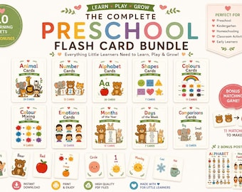 Paquete de aprendizaje preescolar, tarjetas didácticas de números, formas y abecedario, material didáctico Montessori para la educación en casa, conjunto para el aula de niños pequeños.