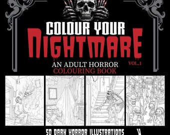 Libro para colorear de terror para adultos, 50 monstruos góticos, páginas en escala de grises (descarga en PDF)