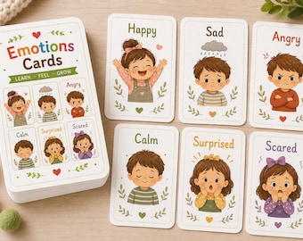 Tarjetas didácticas sobre emociones para niños, Rincón de la Calma SEL, Sentimientos Montessori (Descarga en PDF)