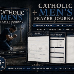 Catholic Men’s Prayer Journal PDF | Masculine Prayer & Virtue Tracker | Rosary Journal | Confession Prep | Printable Catholic Journal