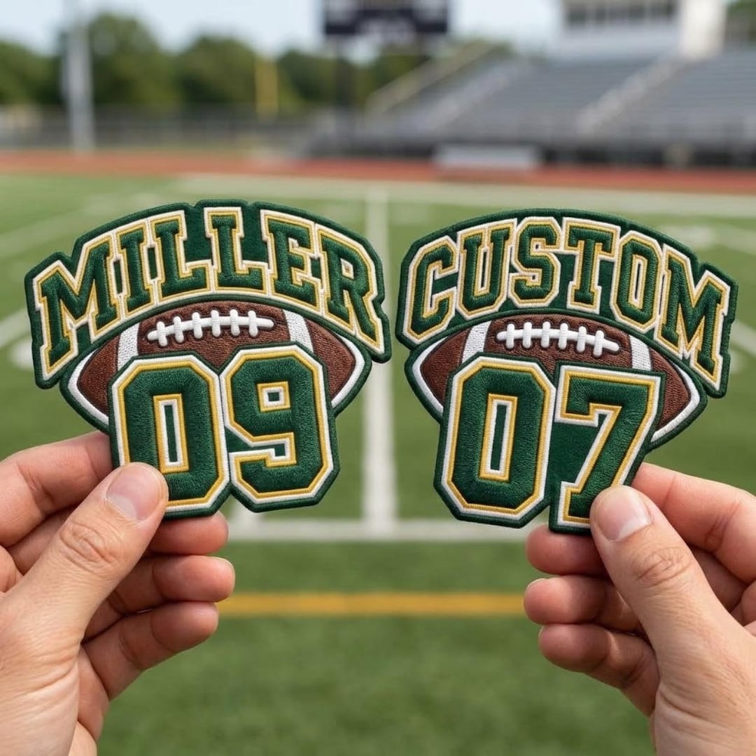 Custom Football Embroidered Patch: Personalized Varsity Name & Number ...