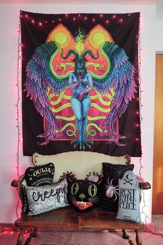 Baphomet Tapestry Occult Home Decor Gothic Decor Etsy