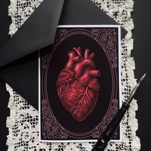 Anatomical Heart Greeting Card - Gothic Valentine - Gothic Anniversary