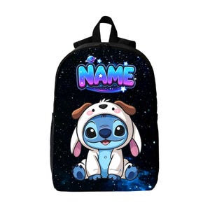 Personalized Blue Alien Backpack, Custom Name Galaxy School Bag, Cute Space Creature Laptop Backpack, Kids Birthday Gift
