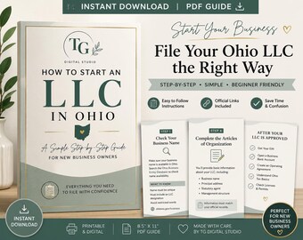 1. Cómo crear una LLC en Ohio / Guía para la presentación de solicitudes de LLC en Ohio / Guía paso a paso para iniciar un negocio / PDF para nuevos propietarios de negocios / Descarga instantánea