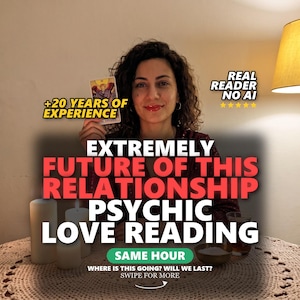 May include: A psychic love reading service advertisement featuring text that reads +20 YEARS OF EXPERIENCE, REAL READER NO AI, EXTREMELY FUTURE OF THIS RELATIONSHIP PSYCHIC LOVE READING, SAME HOUR, WHERE IS THIS GOING? WILL WE LAST? SWIPE FOR MORE.