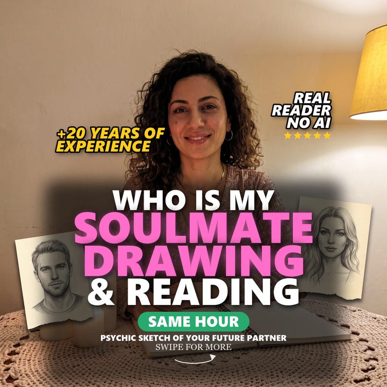 Soulmate Drawing | Who Is My Soulmate? | Psychic Sketch of Your Future Husband or Partner | Soulmate Reading & Drawing | Same Hour image 1