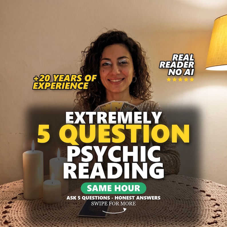 5 Question Psychic Reading | Ask 5 Questions | Honest Tarot Answers | Love, Career & Life | Detailed Personal Reading | Same Hour image 1