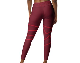 Red with details Yoga Leggings