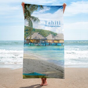 Serviette de plage Tahiti Tropical Paradise, serviette de piscine en microfibre à séchage rapide