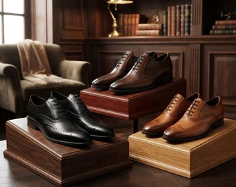 Mens Leather Oxford Shoes, Handmade Wingtip Brogue Shoes