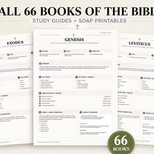 66 Book Bible Study Guide, SOAP Worksheets Digital PDF