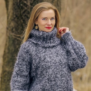 Hand Knitted Sweater Unisex Handgestrickte Fuzzy Mohair - Etsy