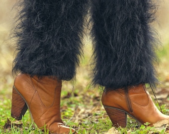 Handmade fuzzy mohair spats – Designer leg warmers | SuperTanya - Made to order