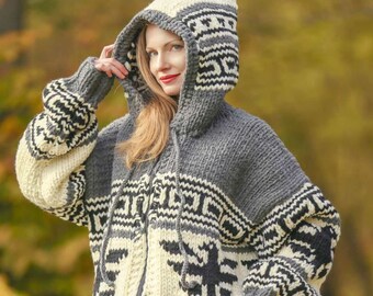 Cowichan cardigan hand knit wool sweater jacket by SuperTanya