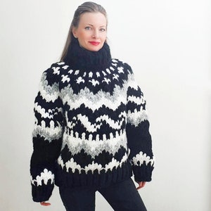 Thick Nordic turtleneck wool sweater Icelandic pullover by SuperTanya