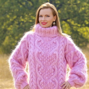 Bespoke Cable Knit Mohair Sweater Hand Knitted Unique Pullover - Etsy