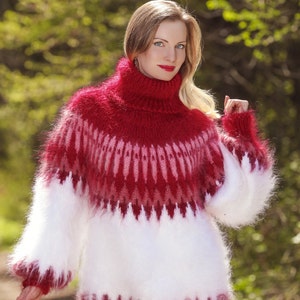 Icelandic mohair sweater hand knitted Nordic mohair jumper by SuperTanya, made to order