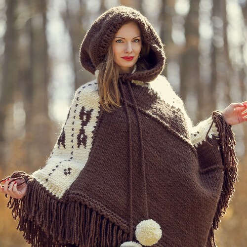 Alpaca Sweater Poncho Hoodie Sweater 