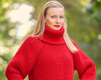Custom turtleneck wool sweater made to order pullover hand knitted jumper SuperTanya