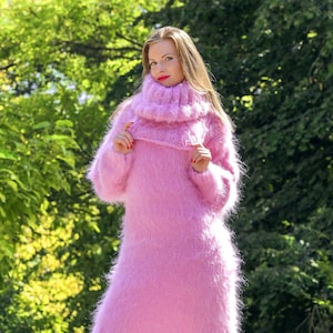Thick handmade mohair dress with extra long turtleneck by SuperTanya