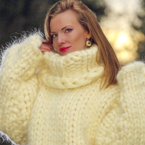 Mega Thick Fuzzy Mohair Sweater Heavy 32 STRANDS Pullover in - Etsy