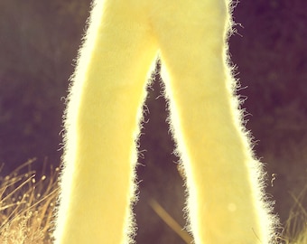 Yellow mohair pants hand knitted fuzzy trousers handmade by SuperTanya *** READY TO SHIP ***