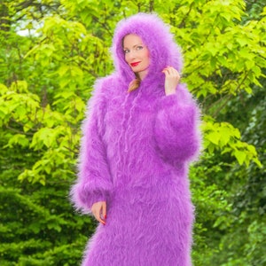 Supertanya Long Fuzzy Mohair Dress Hand Knitted Fluffy Gown - Etsy Denmark