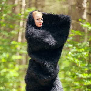 SuperTanya black mohair dress handmade long tube infinity scarf wool sleeping bag *** One Size  *** Made to order***