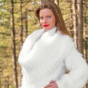 SuperTanya white fuzzy cowlneck dress READY to SHIP *** size L - XL